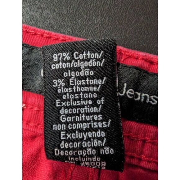 Calvin Klein Jeans Skinny Crop Red Button Front 5 Pockets Solid Print Size 2 - Picture 7 of 10